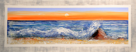 CUADRO PINTADO "AGUAMARINA" 130X50CM