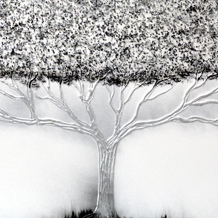 CUADRO PINTADO "ÁRBOL DE LA VIDA" PLATA 140X70CM
