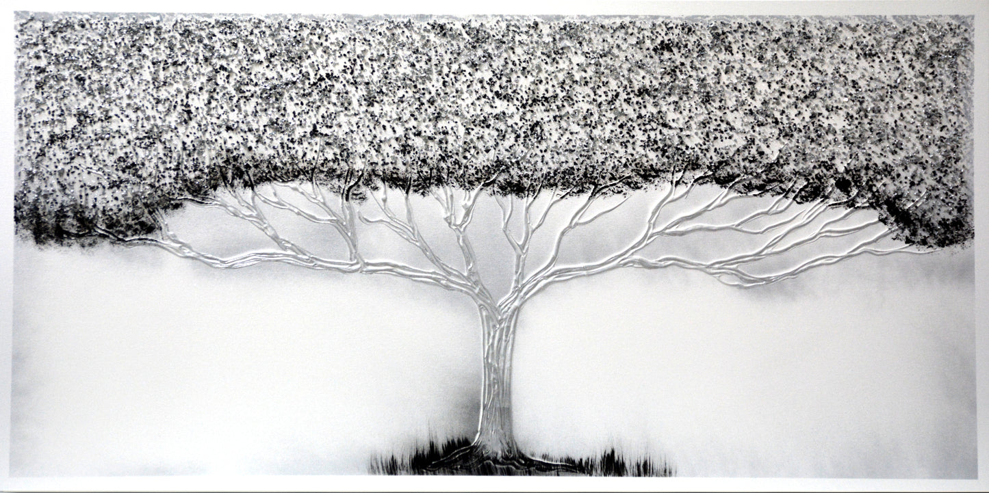 CUADRO PINTADO "ÁRBOL DE LA VIDA" PLATA 140X70CM