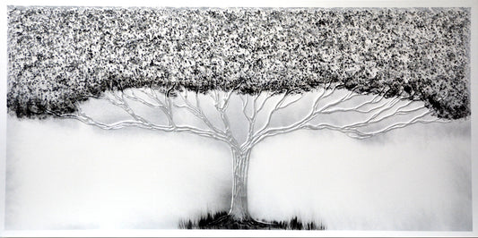 CUADRO PINTADO "ÁRBOL DE LA VIDA" PLATA 140X70CM