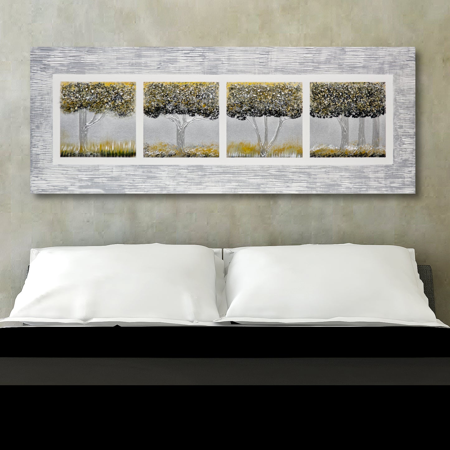 CUADRO PINTADO "CUATRO ARBOLES ORO" 130X50CM