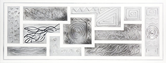 CUADRO PINTADO "COMPOSICIÓN PLATA" 130X50CM