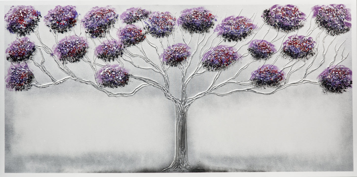 CUADRO PINTADO "ÁRBOL EN PRIMAVERA" LILA 140X70CM
