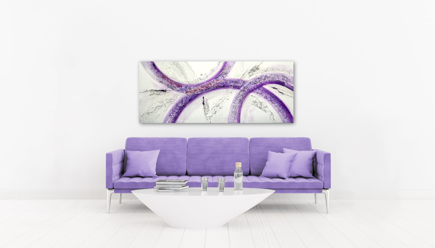 CUADRO PINTADO "ABSTRACTO FANTASÍA" LILA 150x60 CM