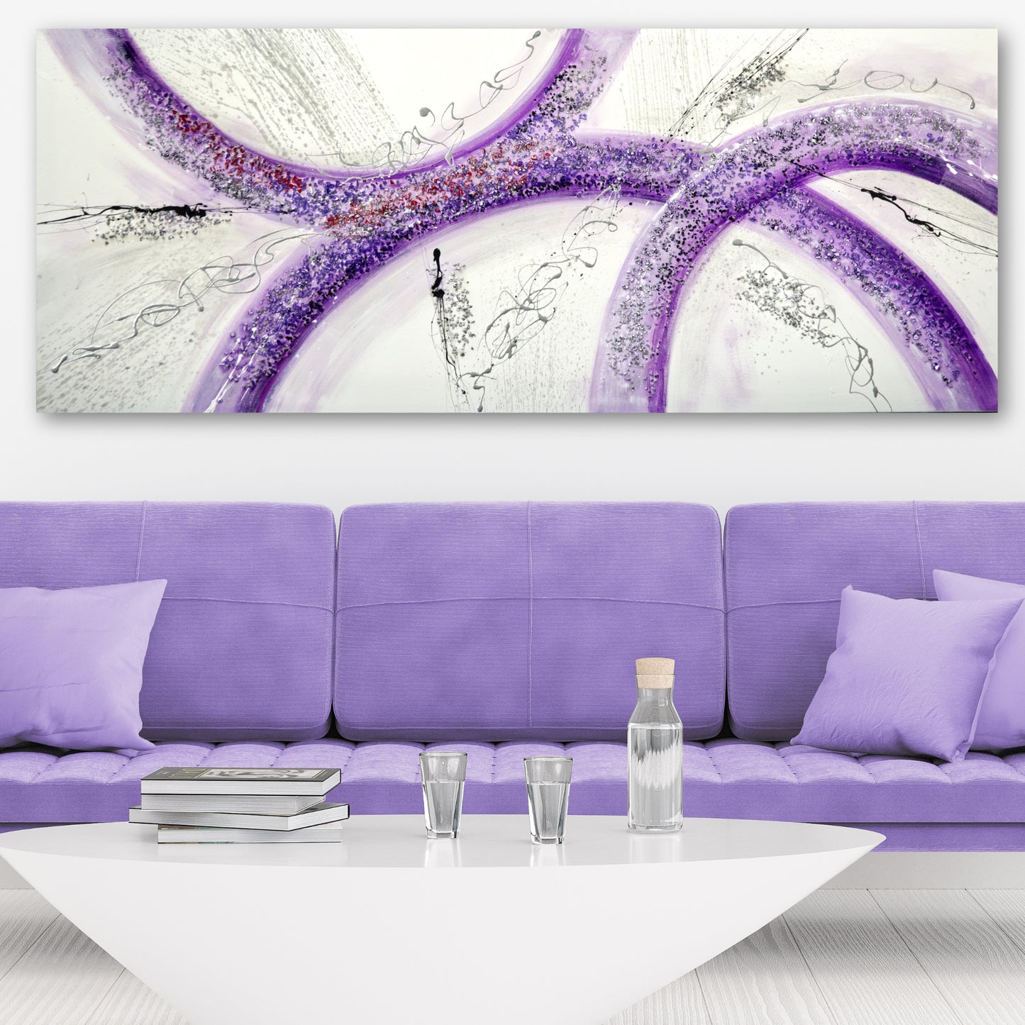 CUADRO PINTADO "ABSTRACTO FANTASÍA" LILA 150x60 CM