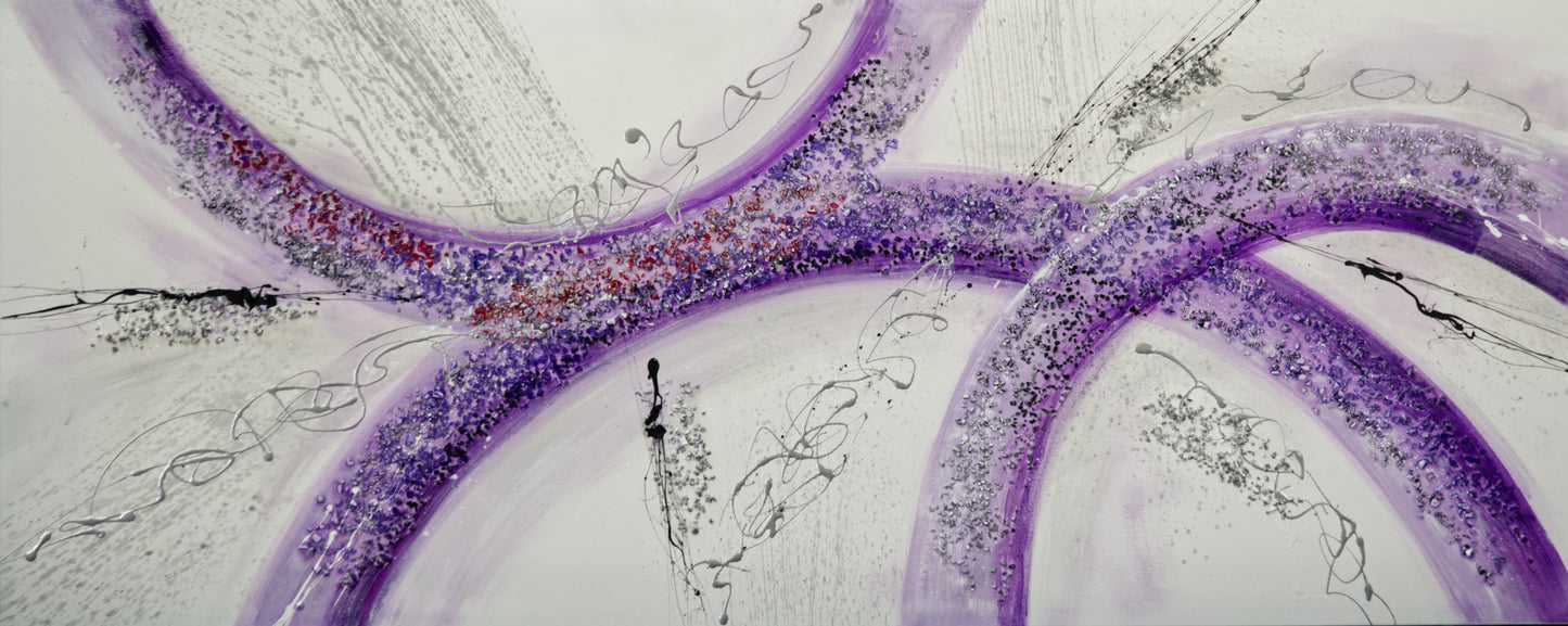 CUADRO PINTADO "ABSTRACTO FANTASÍA" LILA 150x60 CM