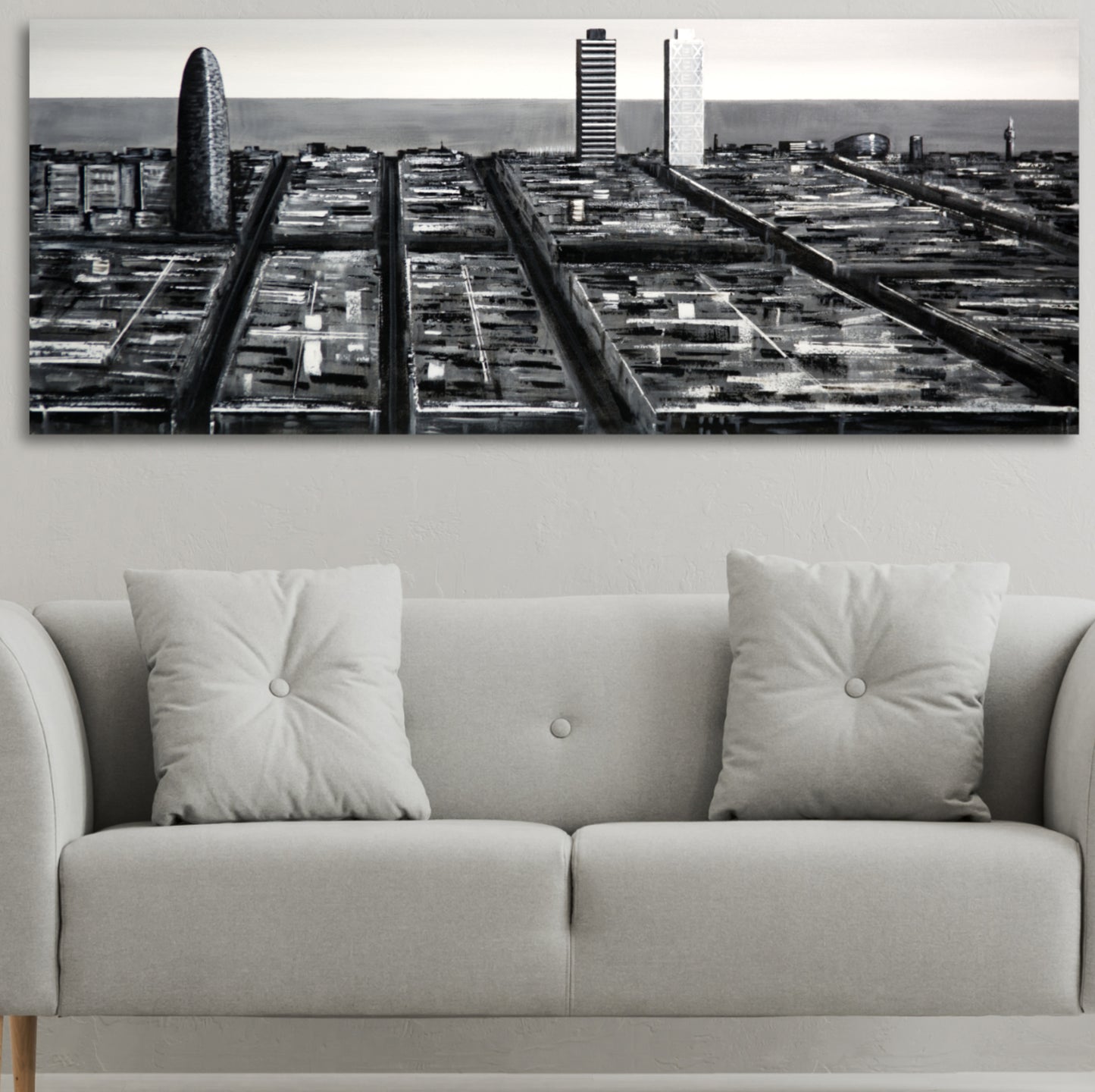CUADRO PINTADO EIXAMPLE BARCELONA 150X60 CM