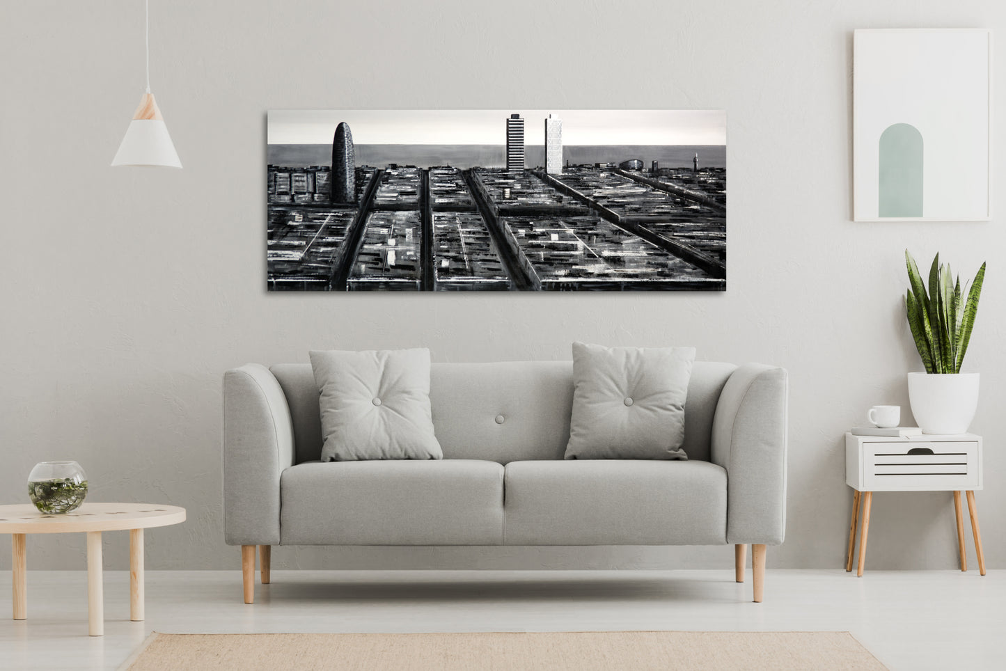 CUADRO PINTADO EIXAMPLE BARCELONA 150X60 CM