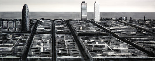 CUADRO PINTADO EIXAMPLE BARCELONA 150X60 CM