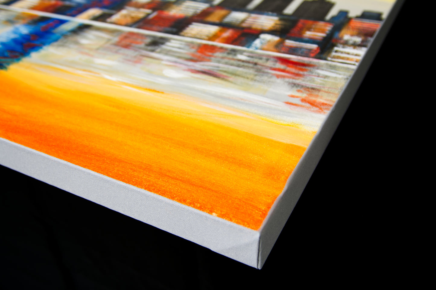 Cuadro Pintado "Atardecer en Barcelona" 150x60 cm
