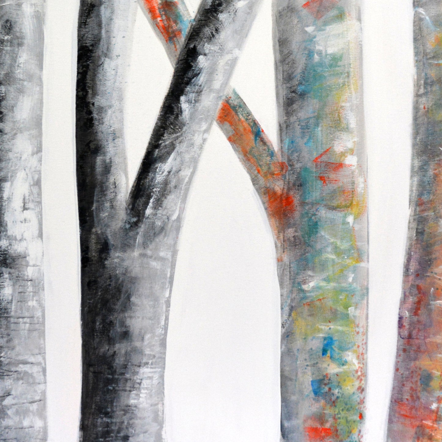 CUADRO PINTADO "BOSQUE NEGRO/BOSQUE COLOR" 150X60 CM