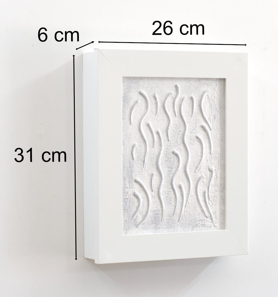 Armario para Llaves, con 15 Ganchos, Pintado a Mano con Relieve, con Marco, 26x31x6 cm, Incluye Tacos y Tornillos