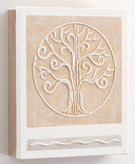 Armario para Llaves, Pintado a Mano, Árbol de la Vida con Relieve, Medidas 26x31x6 cm, 100% Original, Madera Clara, con 15 Ganchos, Incluye Tacos y Tornillos