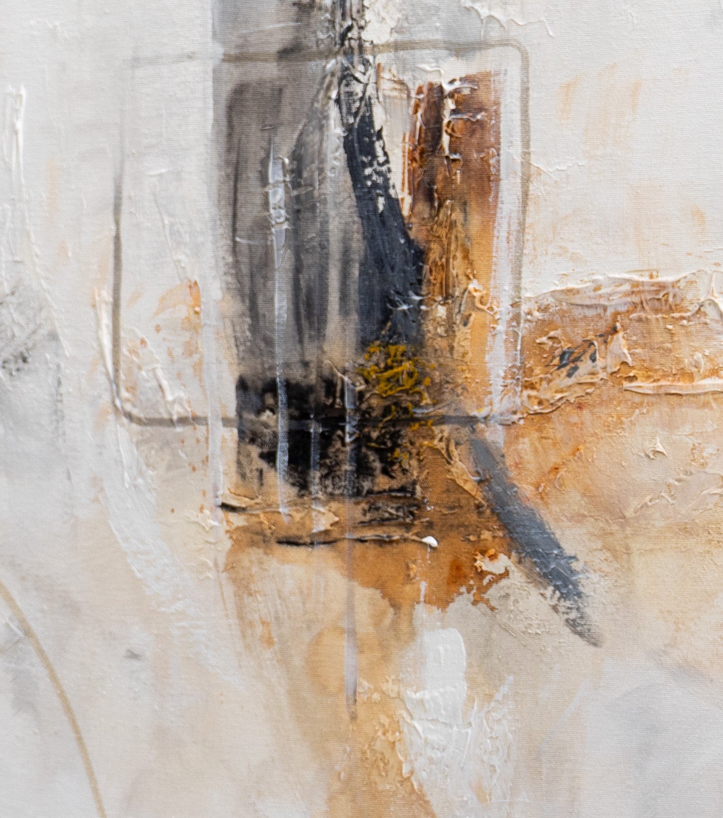 Cuadro Pintado 150x60 cm Abstracto en colores claros, con Relieve. Sobre lienzo, firmado
