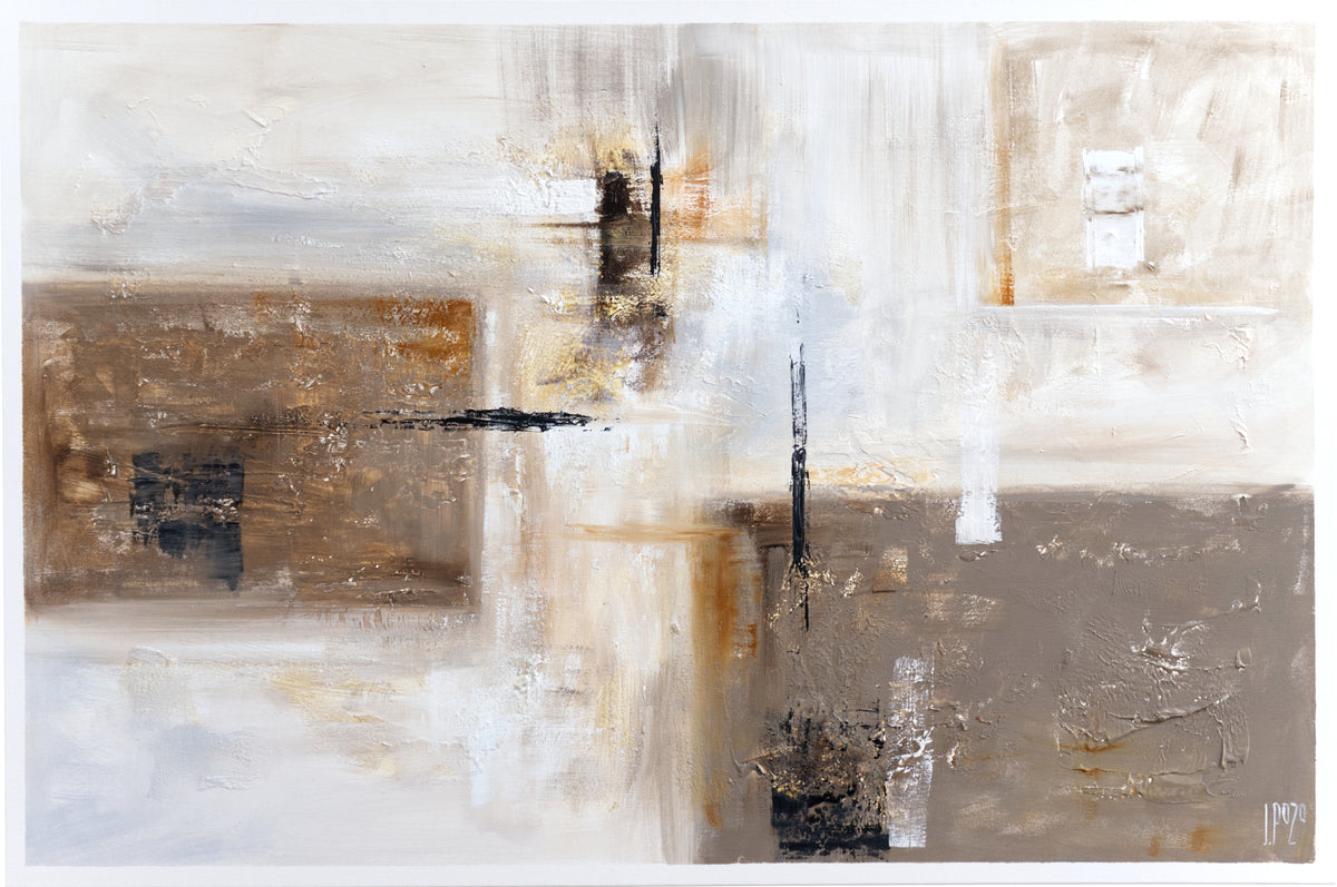 CUADRO PINTADO 120X80 CM EN MARRÓN Y BEIGE