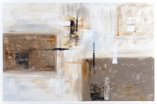 CUADRO PINTADO 120X80 CM EN MARRÓN Y BEIGE