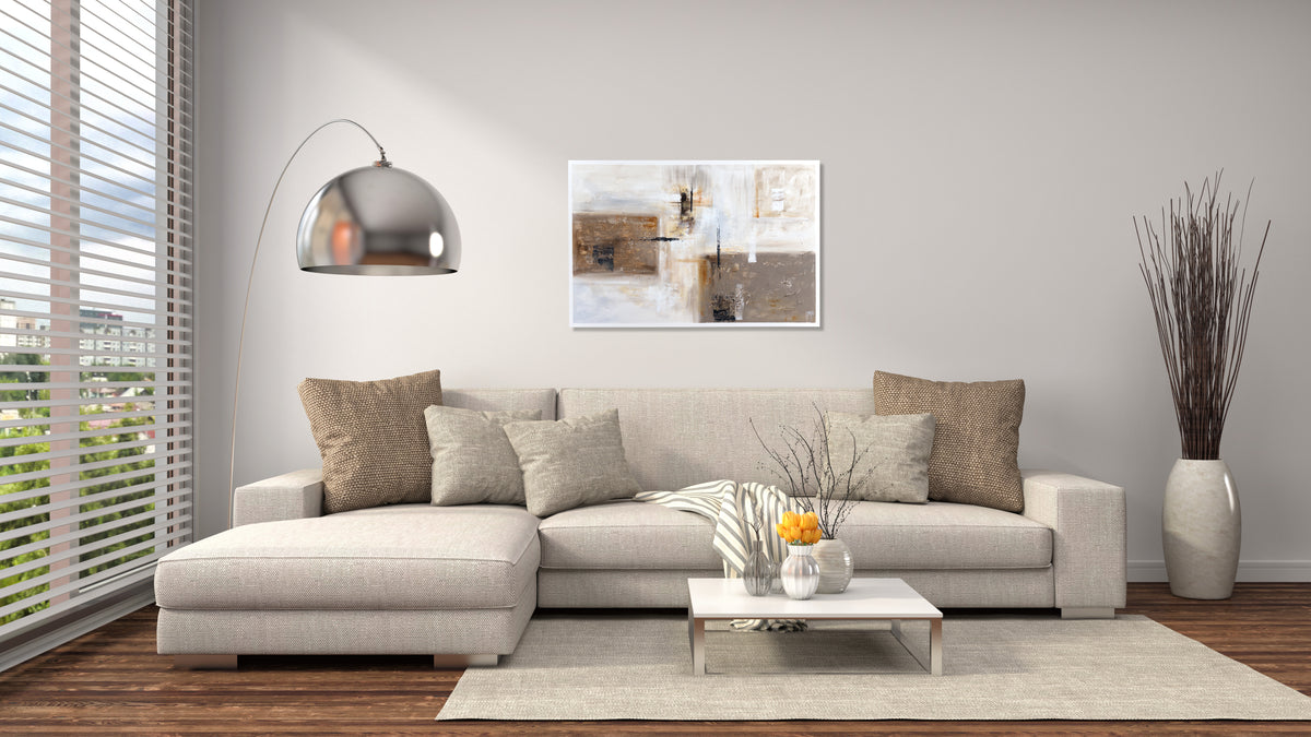 CUADRO PINTADO 120X80 CM EN MARRÓN Y BEIGE
