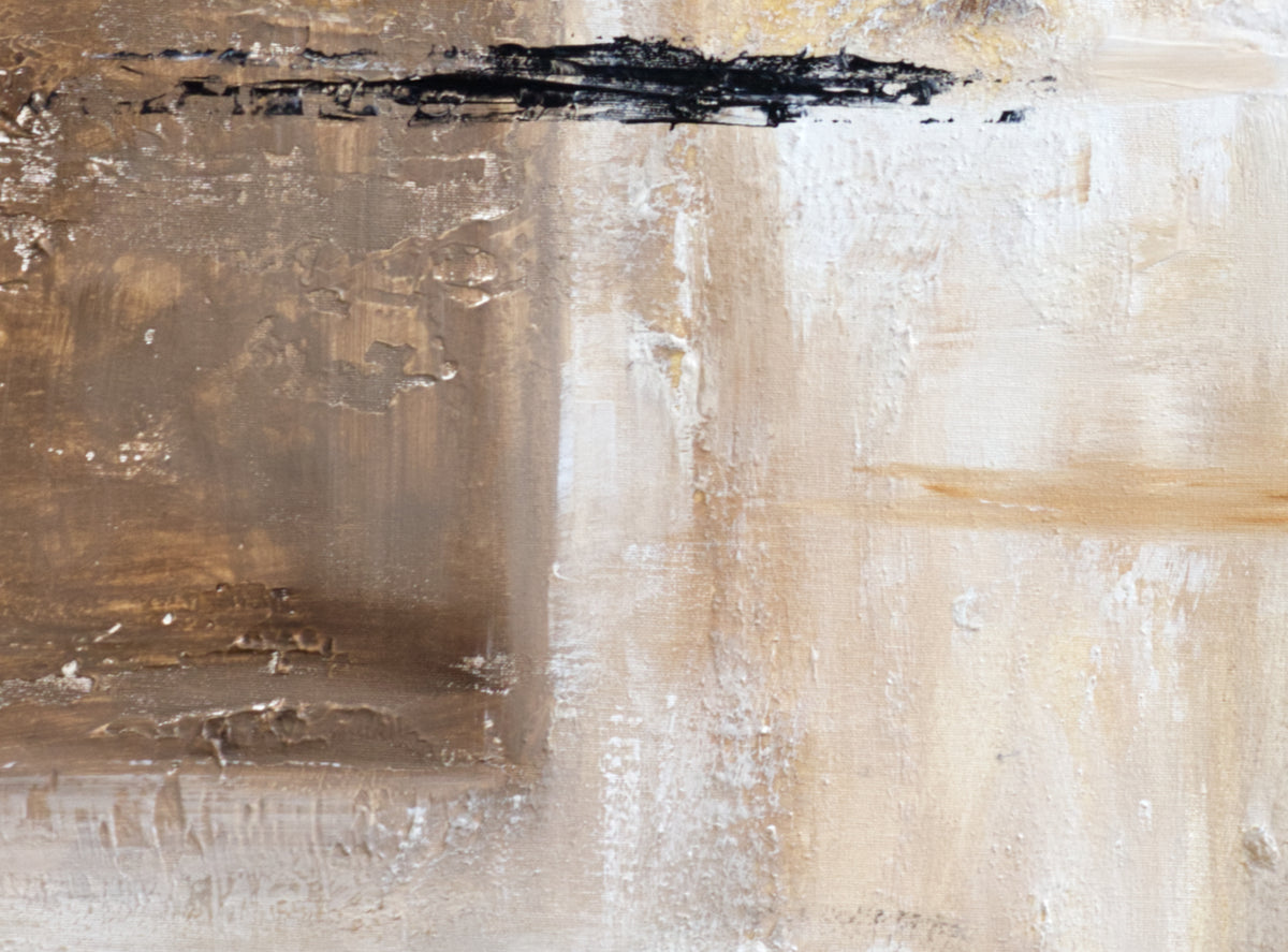 CUADRO PINTADO 120X80 CM EN MARRÓN Y BEIGE