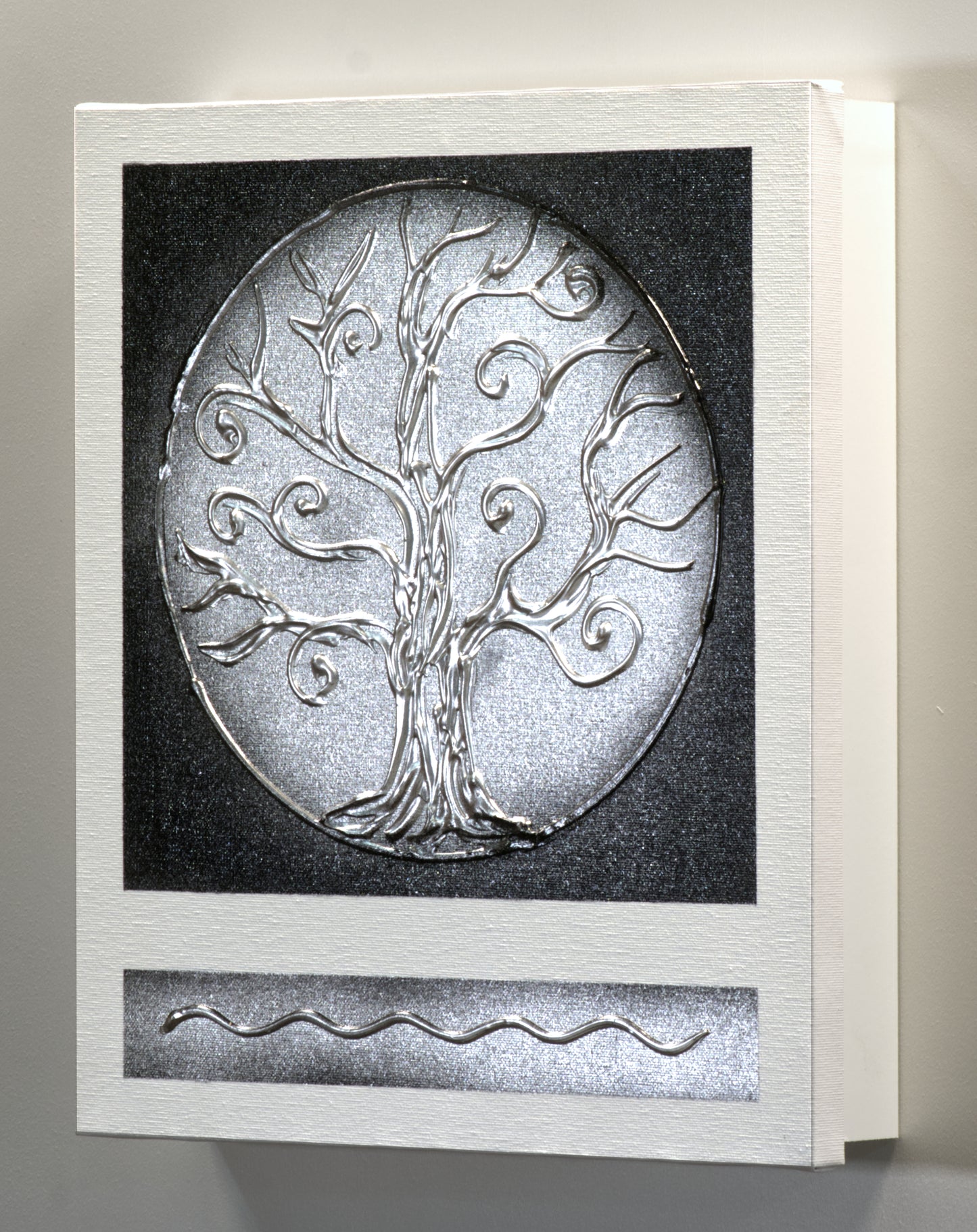 Armario para Llaves, Pintado a mano, con 12 ganchos, Moderno, Arbol de la Vida en Plata, 100% original, Incluye tacos y tornillos