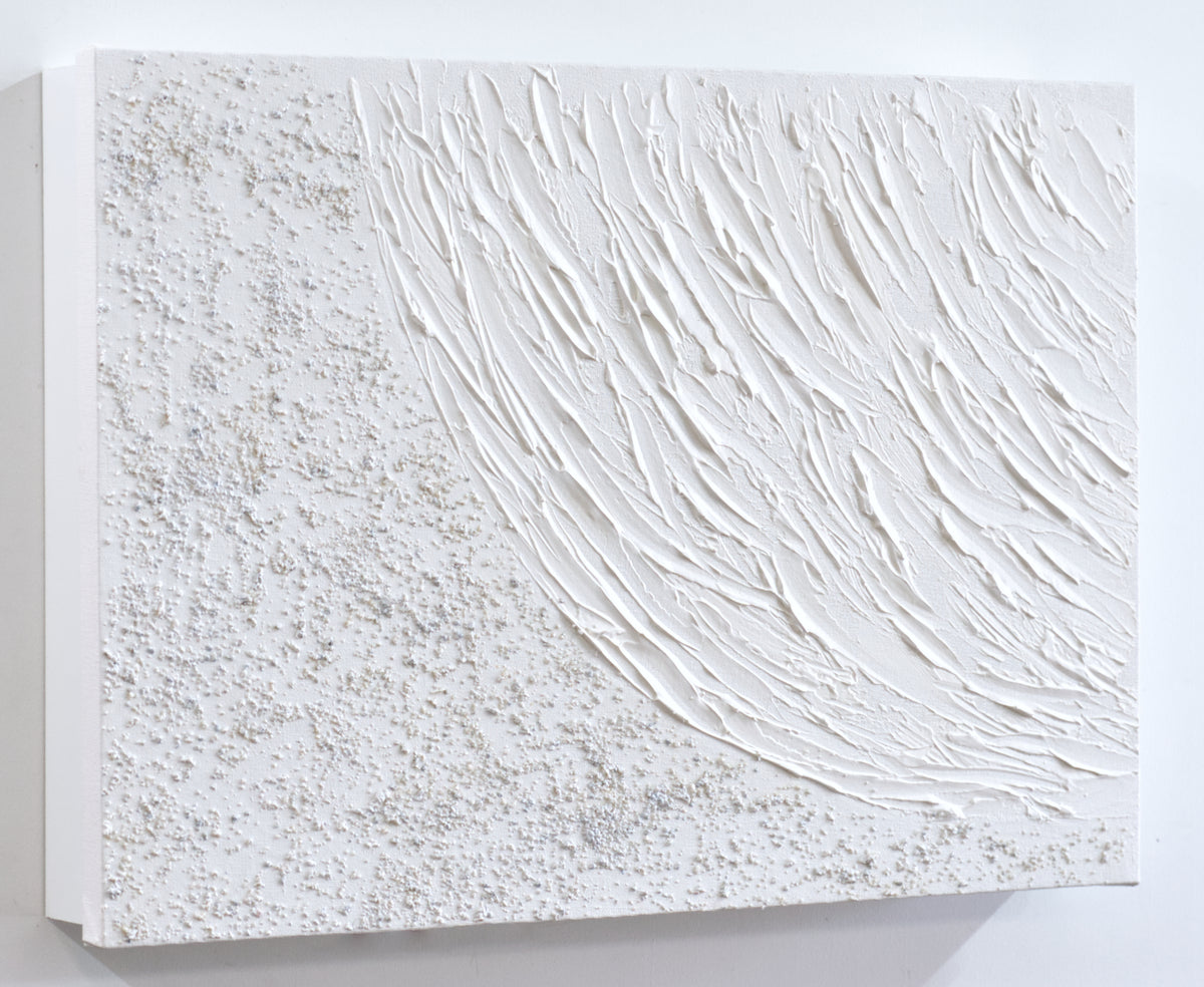 Tapa de Contador  Pintada a Mano 30X45X4 CM Textura en blanco, con relieve