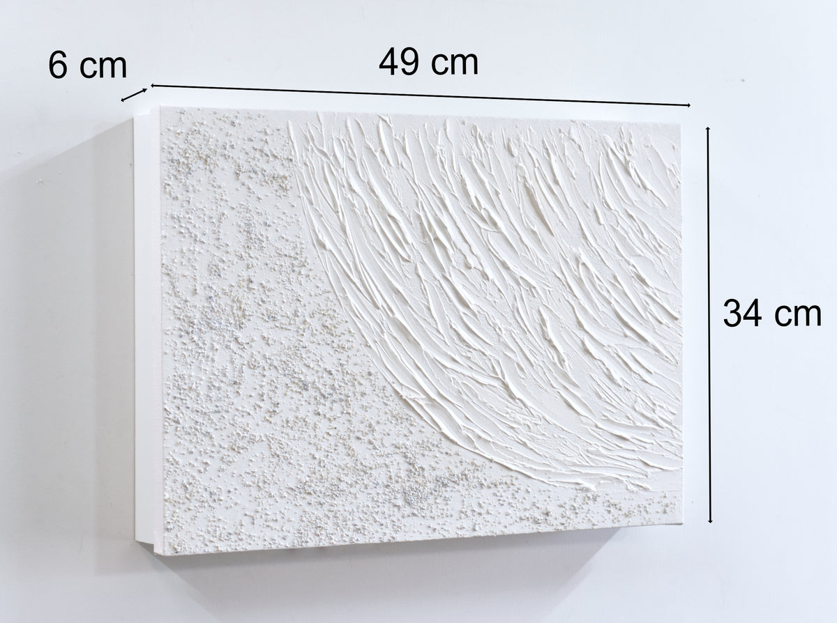 Tapa de Contador  Pintada a Mano 30X45X4 CM Textura en blanco, con relieve