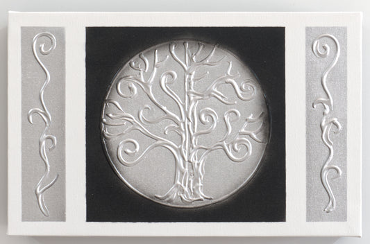 Tapa de Contador Pintada a Mano, 100% Original, Árbol de la Vida, En Plata, Incluye Tornillos y Tacos. Medidas: Interior 49,5X27cm Exterior 53,5x31
