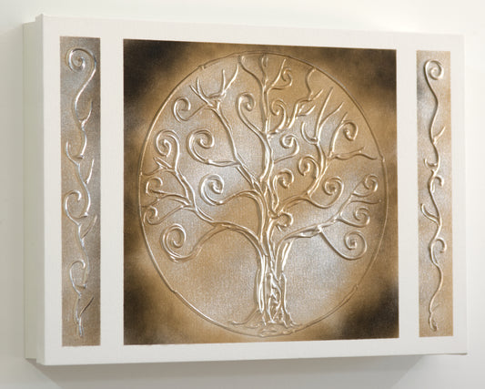 Tapa de Contador (GRANDE) Pintada a Mano, 100% Original, Árbol de la Vida en Dorado, Incluye Tornillos y Tacos. Medidas: Interior 45x30x4 cm