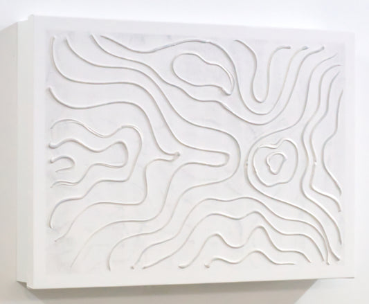 Tapa de Contador (GRANDE) Pintada a Mano, 100% Original, Minimalista Gris y Blanco, Ondas en Relieve, Incluye Tornillos y Tacos. Medidas: Interior 45x30x4 cm