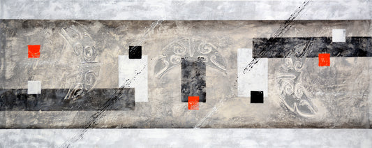 CUADRO PINTADO "ABSTRACTO LUNAS" DE 150X60CM