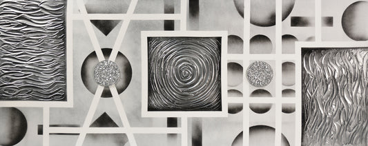 CUADRO PINTADO "ABSTRACTO MATRIX" PLATA 150X60CM