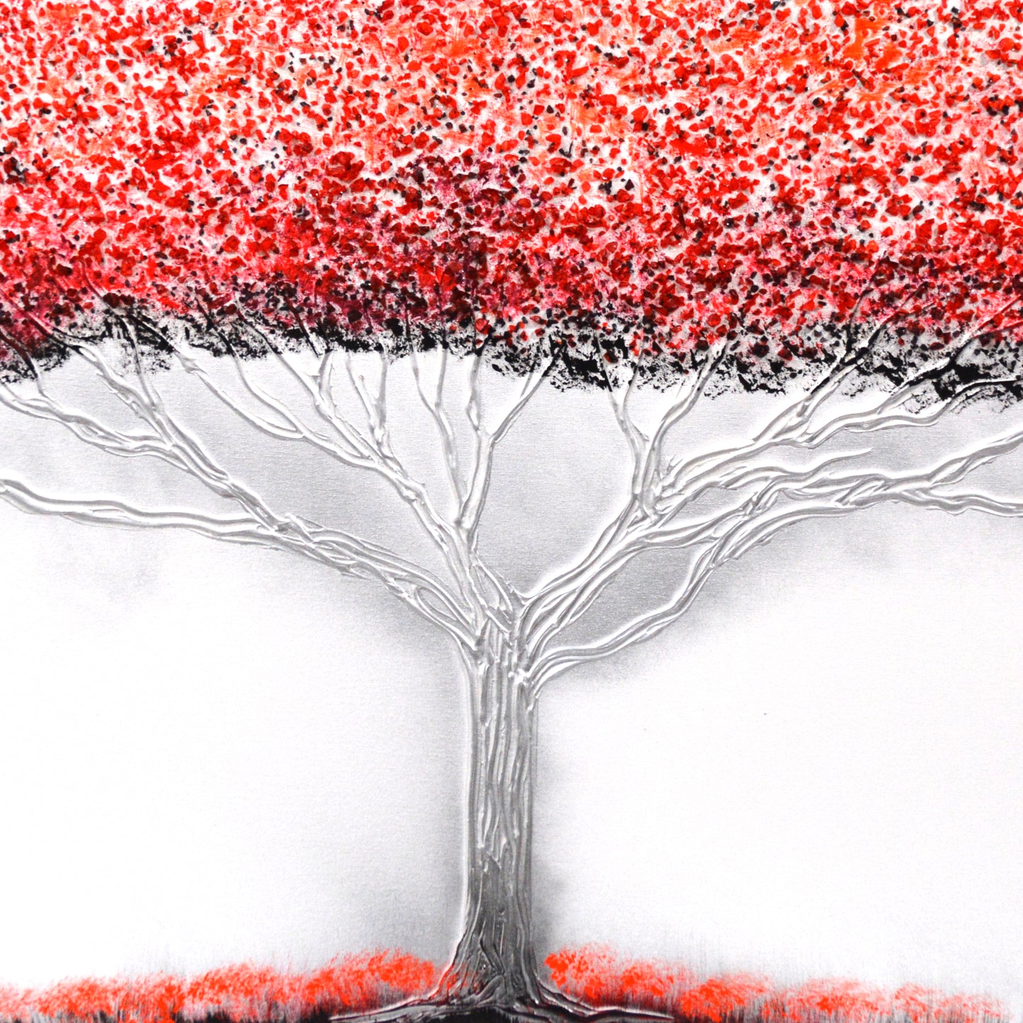 CUADRO PINTADO "ÁRBOL DE LA VIDA" ROJO 140X70CM