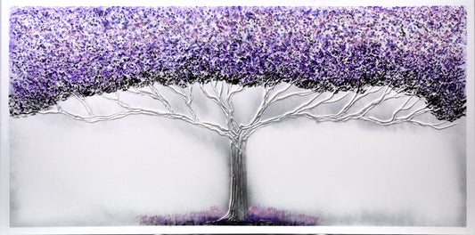 CUADRO PINTADO "ÁRBOL DE LA VIDA" LILA 140X70CM