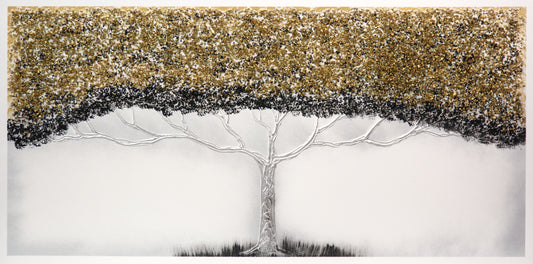 CUADRO PINTADO "ÁRBOL DE LA VIDA" DORADO 140x70 cm