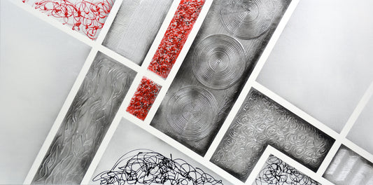CUADRO PINTADO "ABSTRACTO DIAGONAL" PLATA Y ROJO 140X70CM