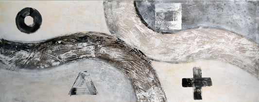 CUADRO PINTADO "ABSTRACTO FLOW" GRIS 150X60CM