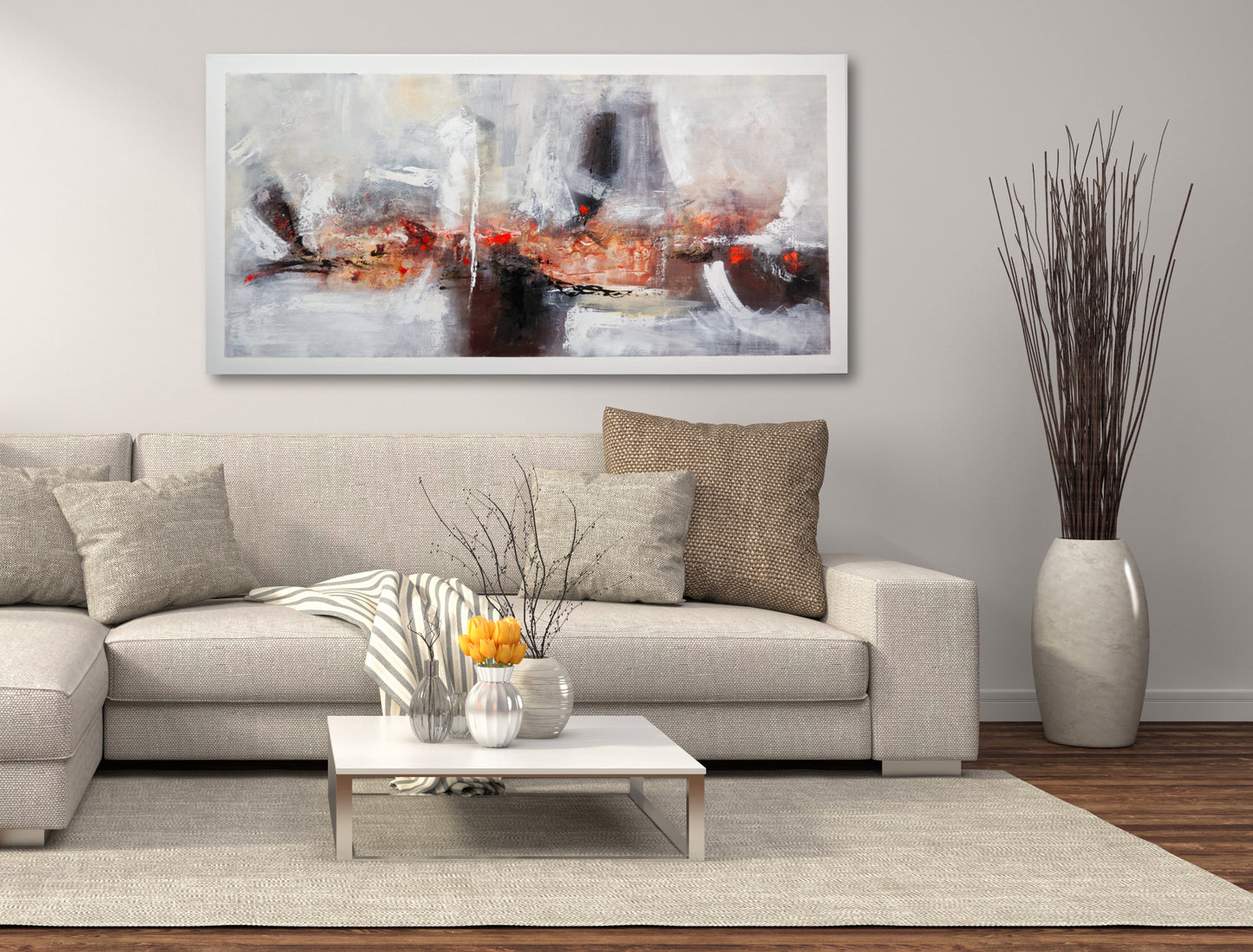 CUADRO PINTADO "RUGE MISTRAL" 140X70CM