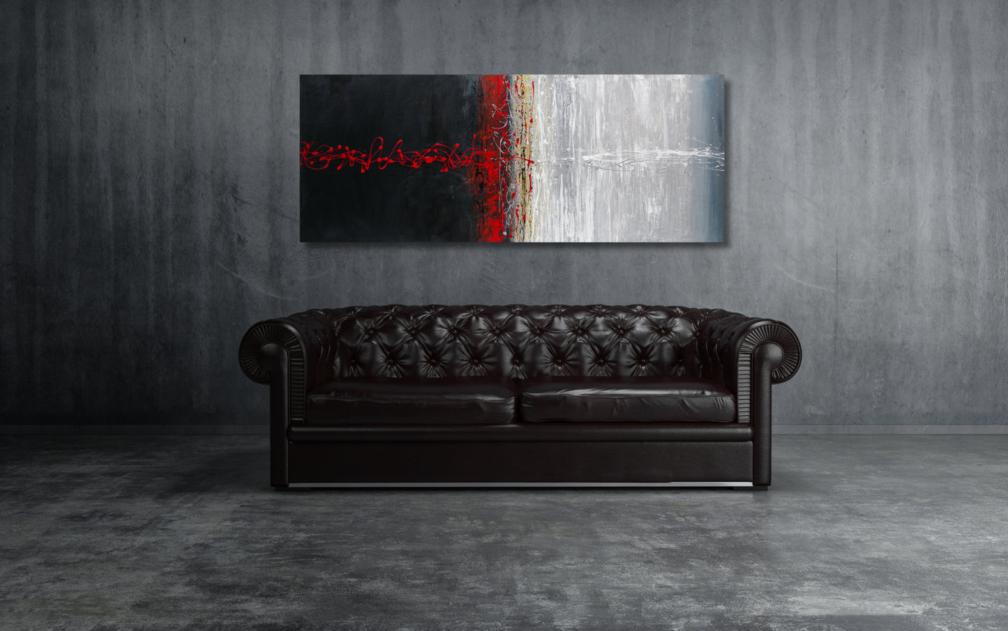 CUADRO PINTADO ABSTRACTO "NOCHE Y DÍA" 150X60CM