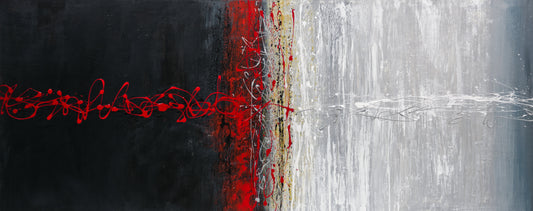 CUADRO PINTADO ABSTRACTO "NOCHE Y DÍA" 150X60CM