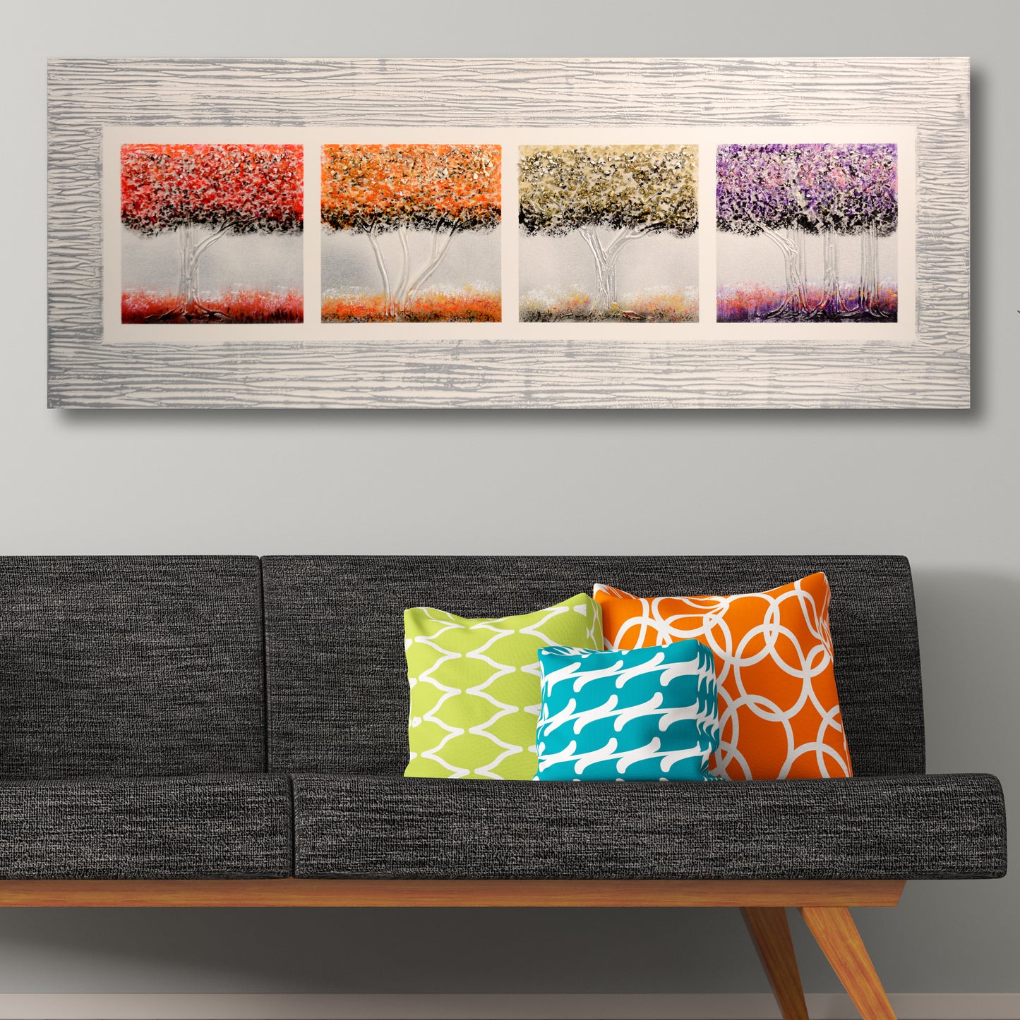 CUADRO PINTADO "CUATRO ESTACIONES" 130X50CM