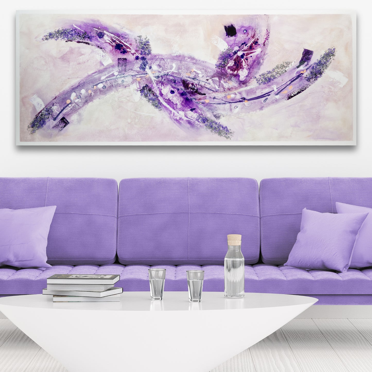 CUADRO PINTADO "FANTASÍA" LILA 150x60 CM