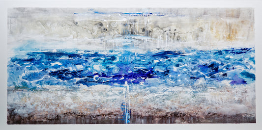CUADRO PINTADO "OLEAJE AZUL" 140X70CM