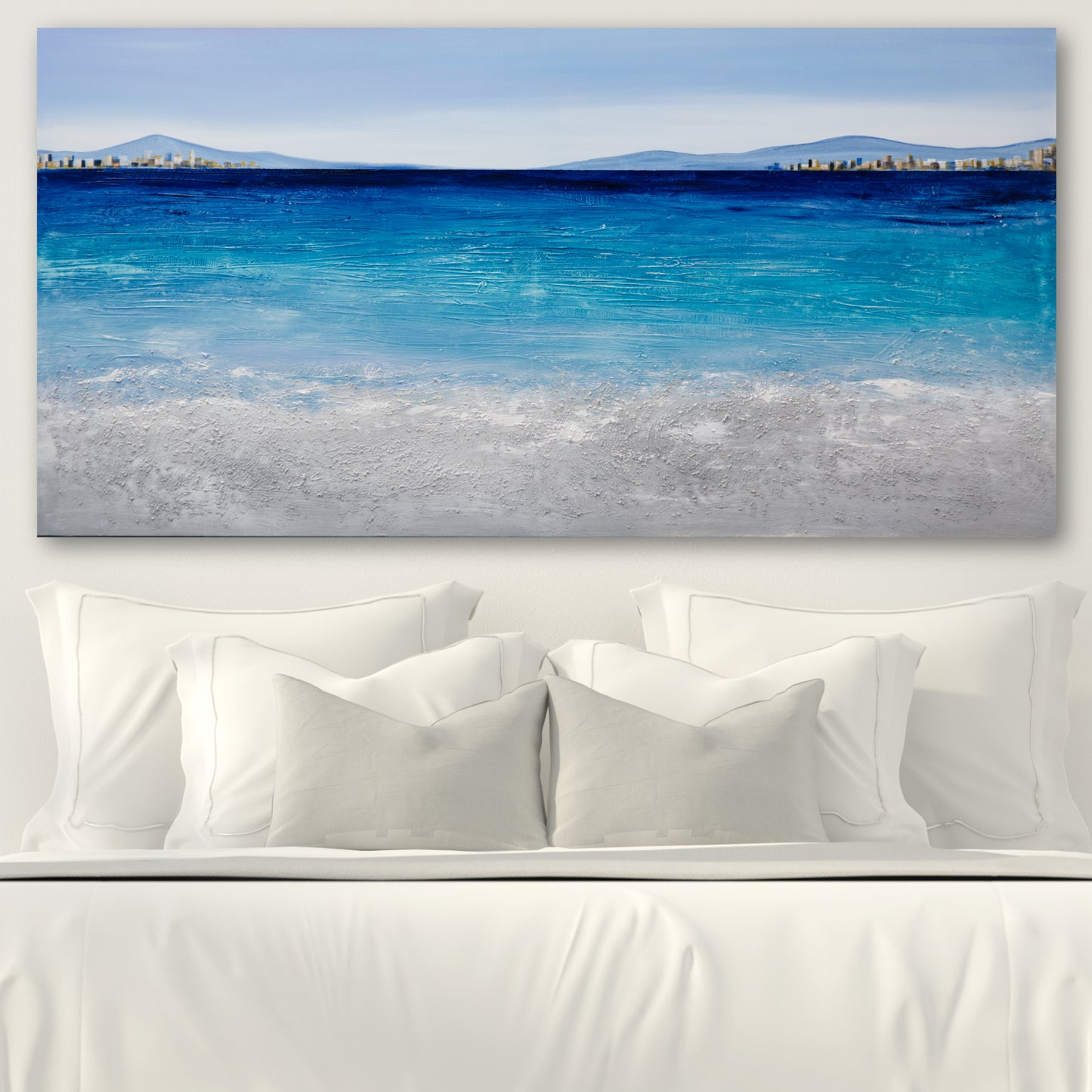 CUADRO PINTADO "ABSTRACTO MARINA AZUL" 140X70CM