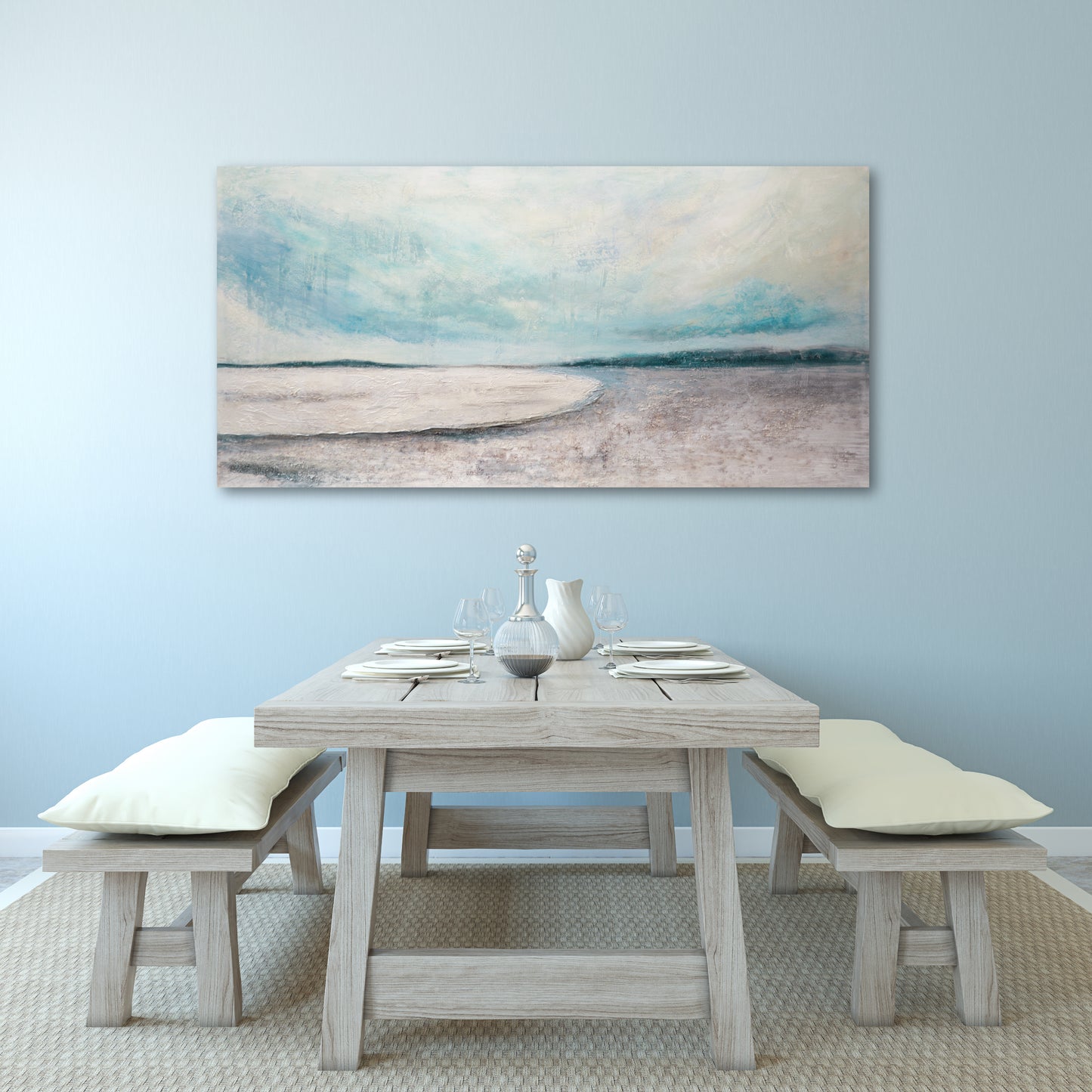 CUADRO PINTADO "MARINA ABSTRACTA SUAVE" 140X70CM