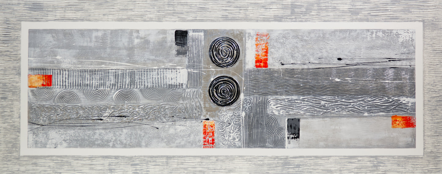 CUADRO PINTADO "ABSTRACTO CAMPO GRIS 2" 150X60CM