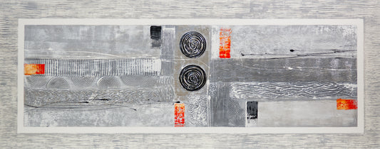 CUADRO PINTADO "ABSTRACTO CAMPO GRIS 2" 150X60CM
