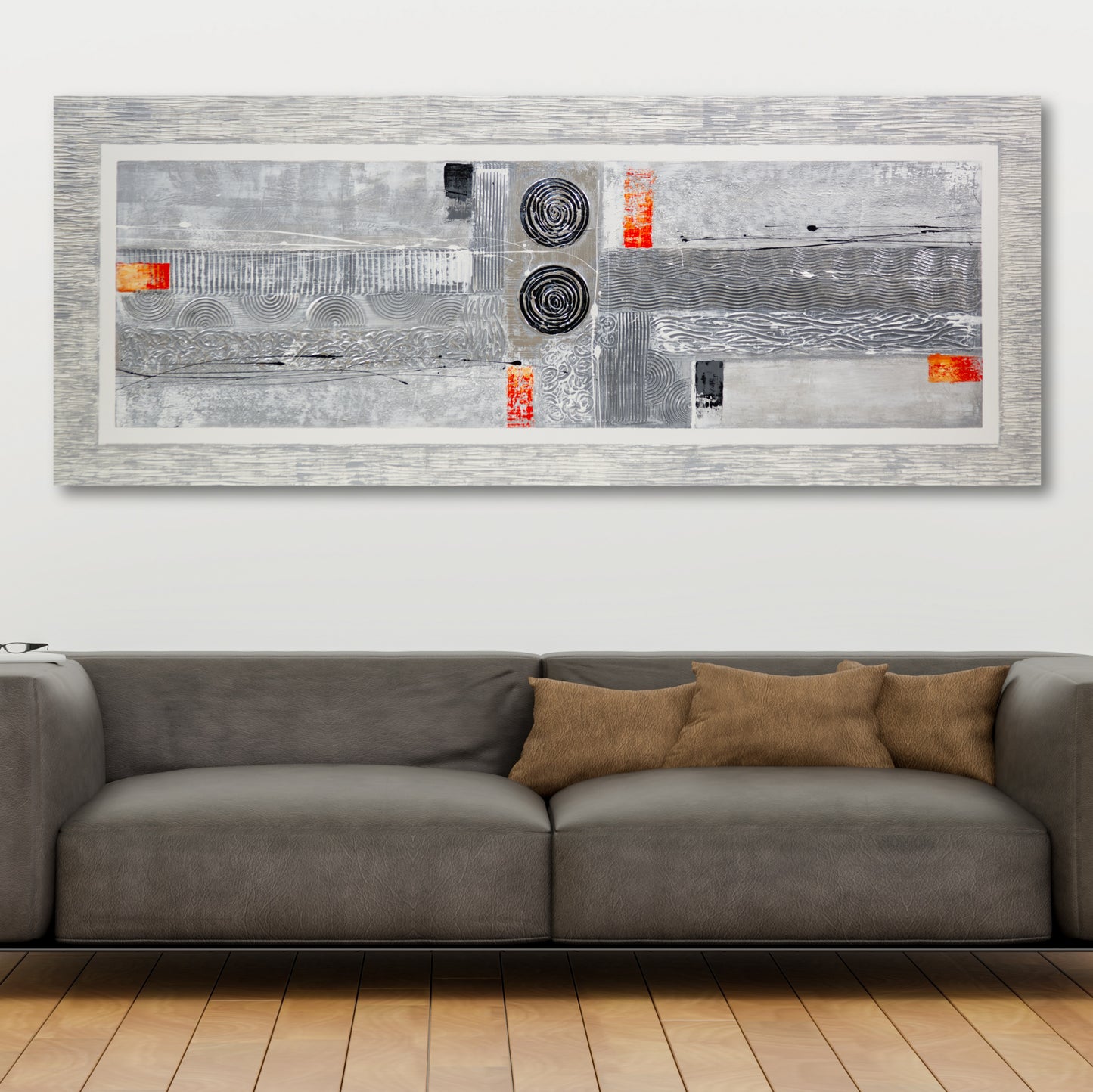 CUADRO PINTADO "ABSTRACTO CAMPO GRIS 2" 150X60CM