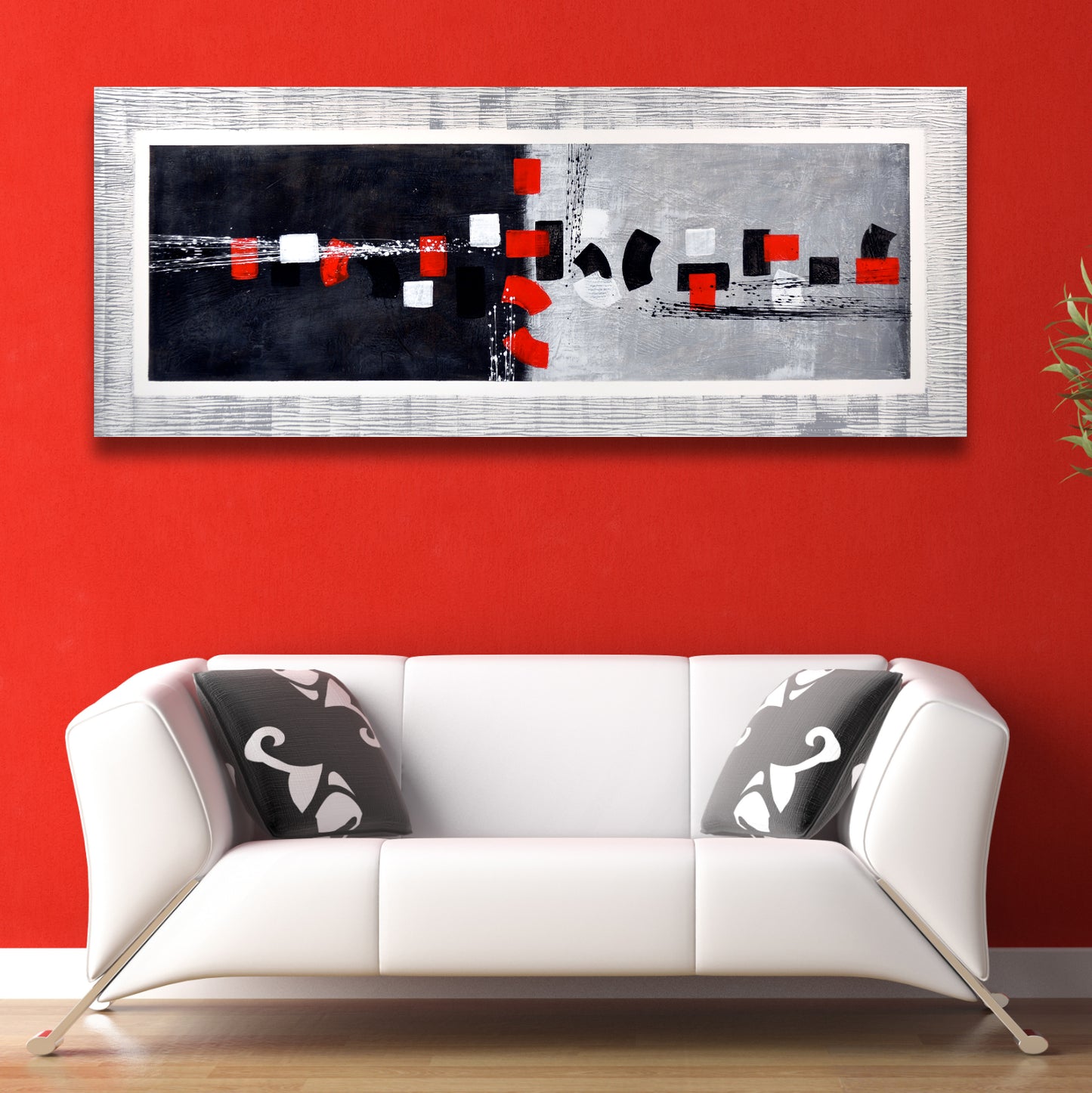 CUADRO PINTADO "ABSTRACTO DIA Y NOCHE" DE 150X60CM