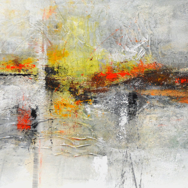 CUADRO PINTADO ABSTRACTO "NÉBULA VERDE" 150X60CM