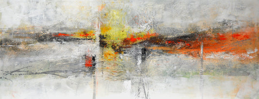 CUADRO PINTADO ABSTRACTO "NÉBULA VERDE" 150X60CM