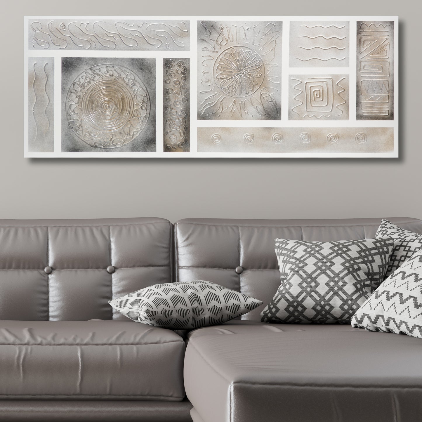 CUADRO PINTADO "COMPOSICIÓN MARRÓN Nº2" 130X50CM